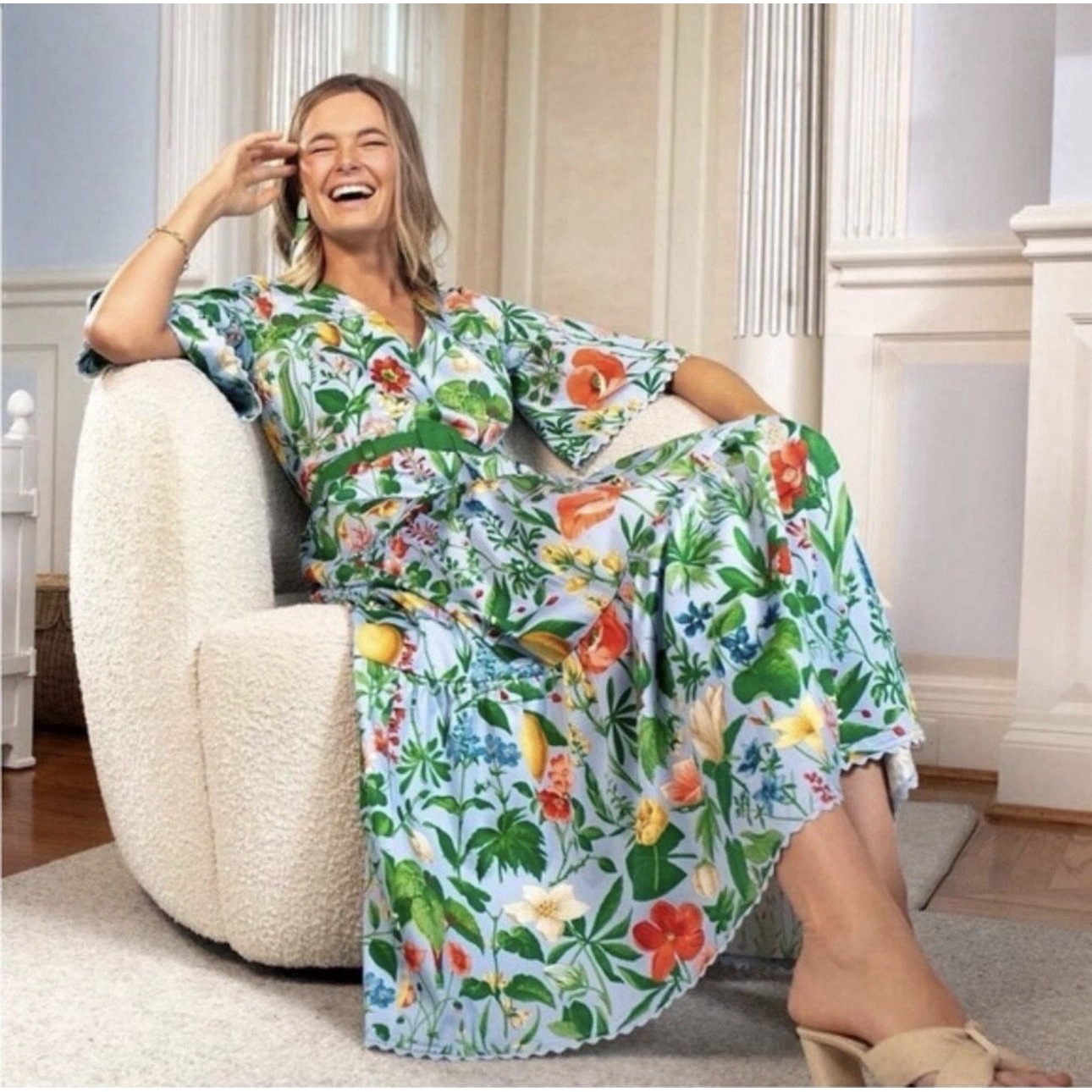Tuckernuck Floral Maxi Dress In Green, Light Blue, Orange, Yellow — image 2 of 8